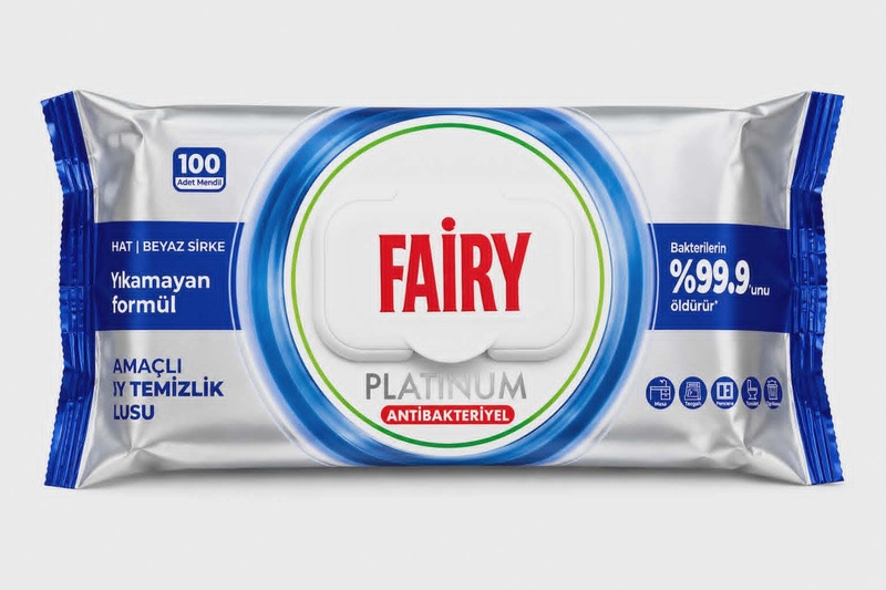 Fairy Platinum antibakterinės vienkartinės valymo servetėlės