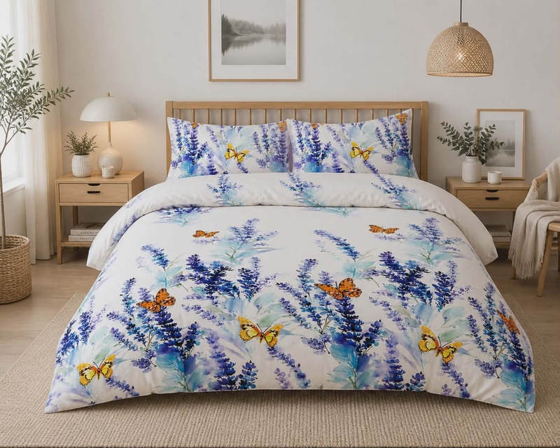 Pliušo patalynės komplektas su drugeliais dvigulis