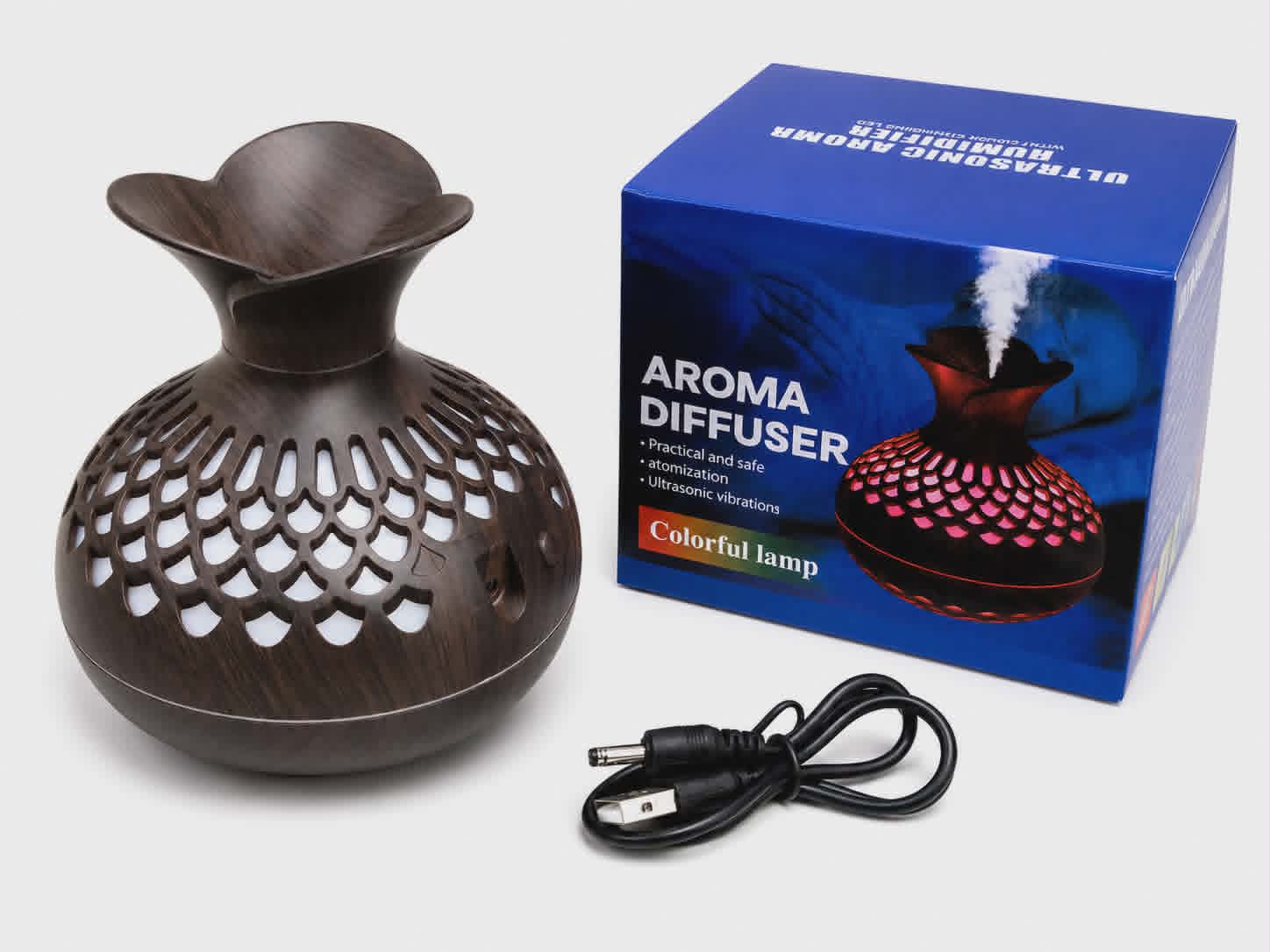 Aromaterapinis oro drėkintuvas spalvota lempa